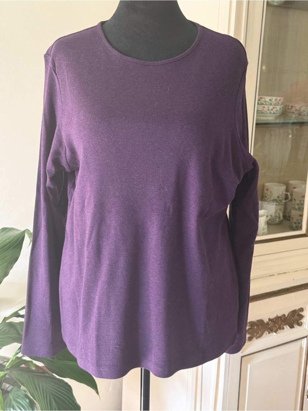Pendleton Women's Long-Sleeve Crewneck Top in Deep Plum
